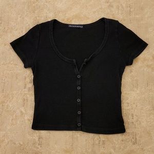 BRANDY MELVILLE BLACK RIBBED CROP TOP TANK TOP